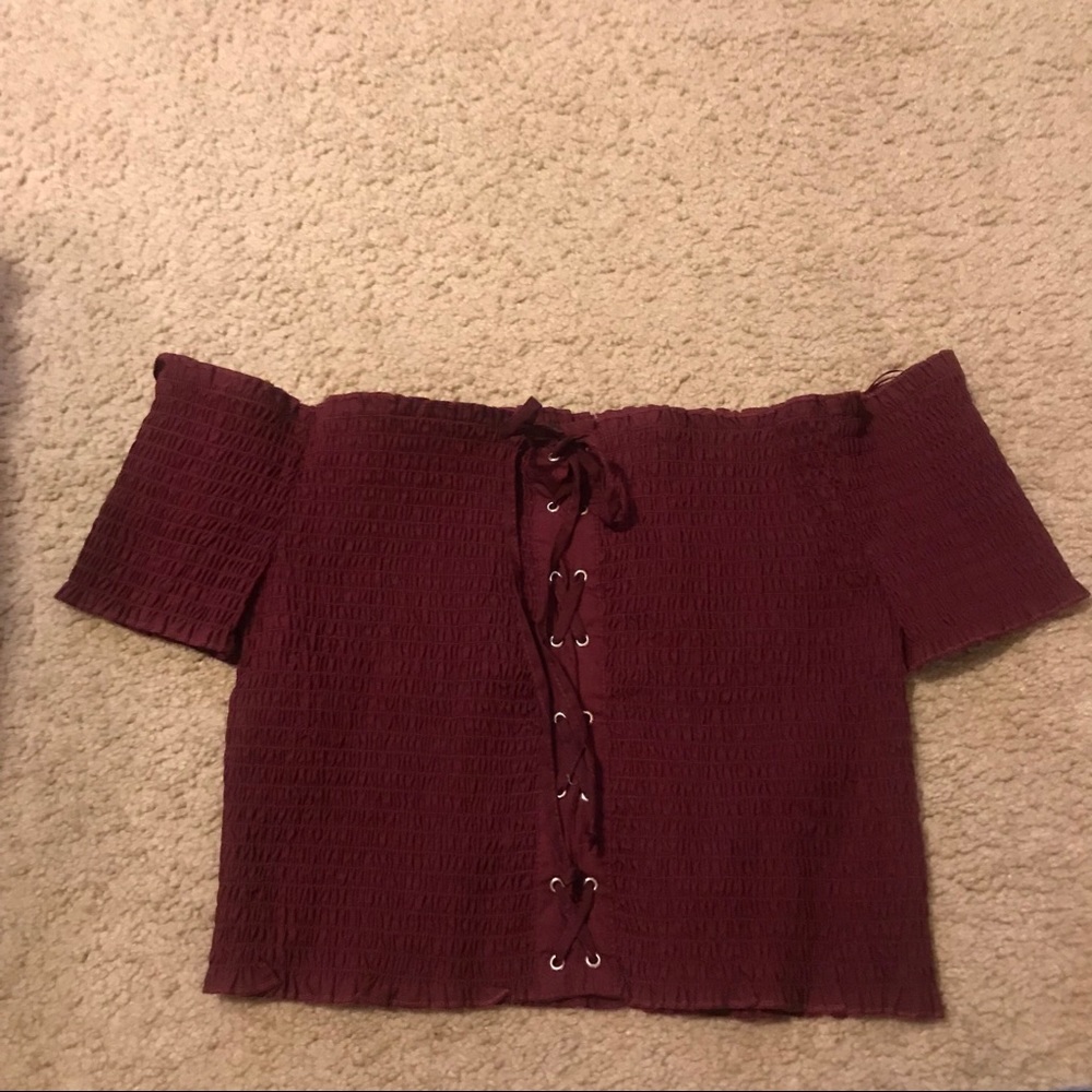 garnet off the shoulder top